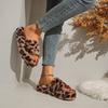Autumn and winter new home thick bottom heightening retro leopard print fluffy slippers women wear versatile cotton slippers