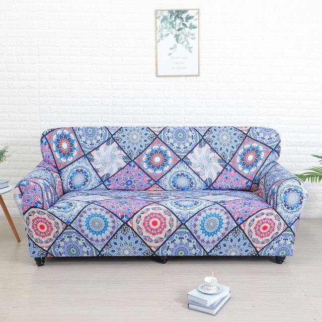 Capa de Sofá Estampada Geométrica Colorida Capas Elásticas Antisujeira Capa para Sofá Capa para Móveis de Sofá Toalha Envolvimento Total
