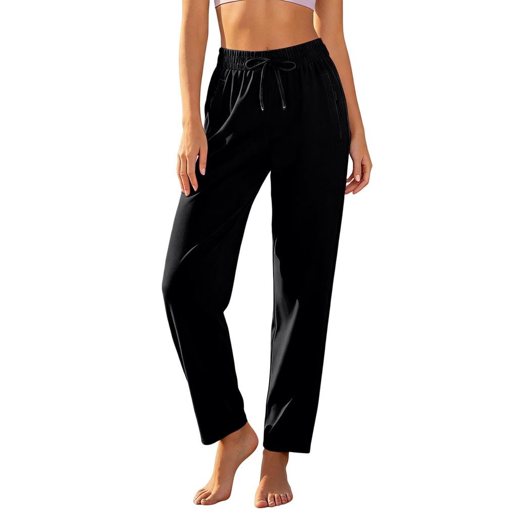 Pantalones de Entrenamiento y Running Elásticos de Seda de Secado Rápido para Mujer - Leggings Deportivos Ligeros con Dobladillo Plano para Verano