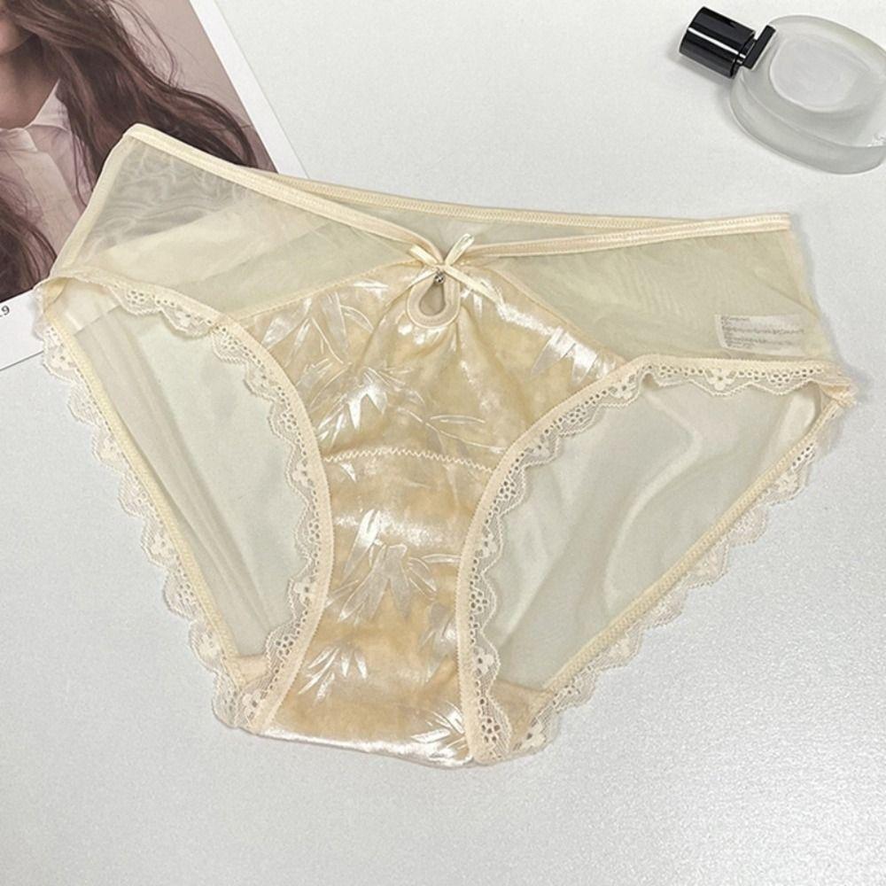Transparent Lace Mesh Panties Chinese Style Underwear for Women Seamless Briefs Gifts