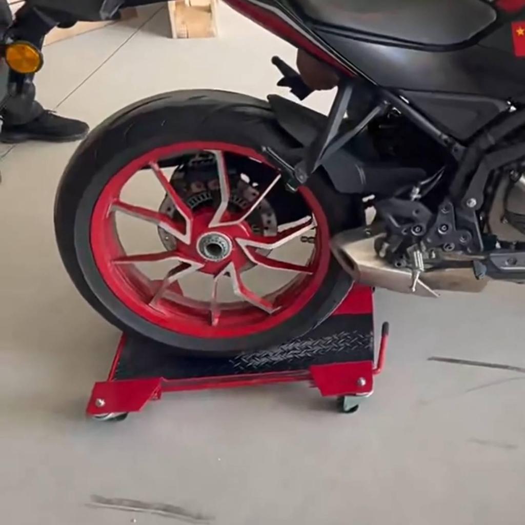 Motorcycle Relocator Stand Caster Wheels Vehicle Support Red Metal