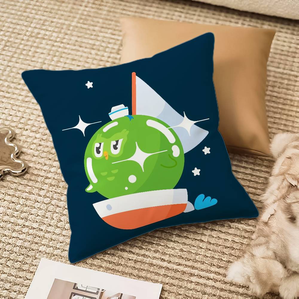 Cute Cartoon D-Duolingos Pillow Case Silky elegant Comfort Sofa Bed Invisible zipper Beach pillowcase