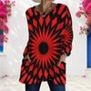 Women Plus Size Round Neck Long Sleeve Printed Loose Fit Longline T Shirt With Pockets