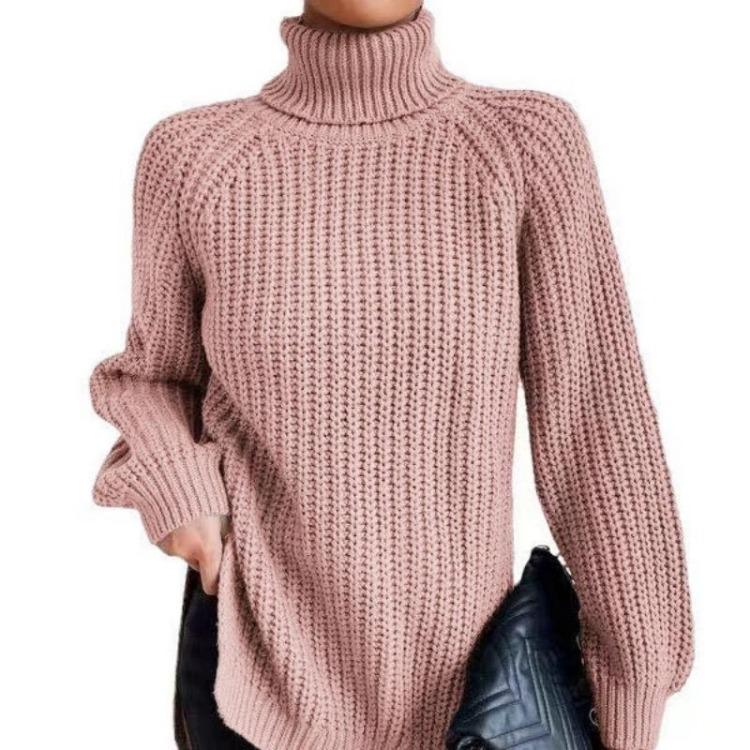 Women's Knitted Shirt High Collar Long Sleeve Soft and Comfortable Medium Long Shoulder Insert Stylish Wear Autumn Winter New