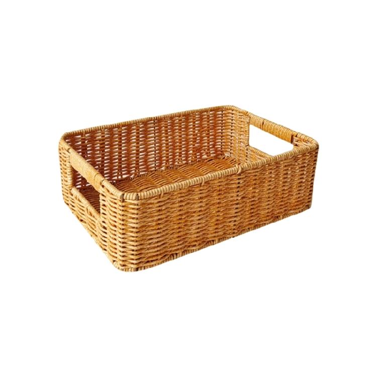Rectangular Woven Organizers Baskets Practical Rattan Organizers Rectangular Storage Baskets for Kitchen and Home