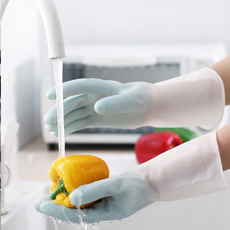 Guanti Spazzola In Silicone Per Piatti 34,5 Cm – Riusabili, Alimentari, Multiuso (Grigio, 1 Paio)