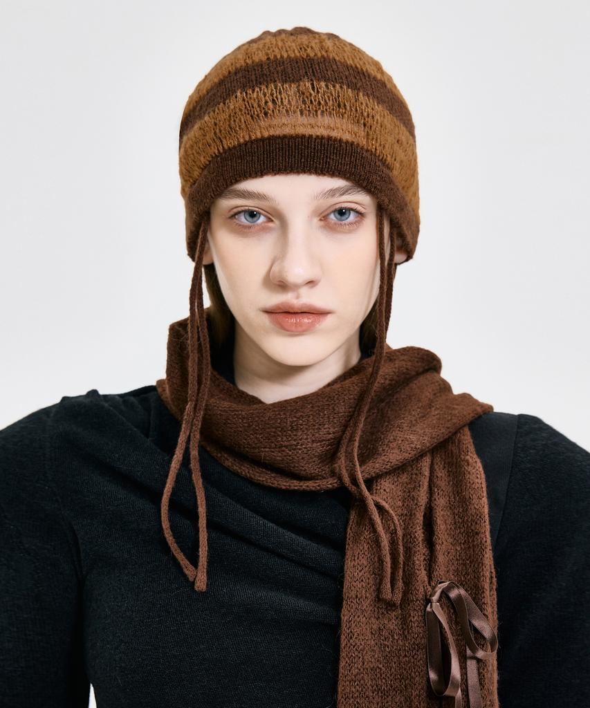 Kimjisu Ribbon Tied Beanie _ Brown
