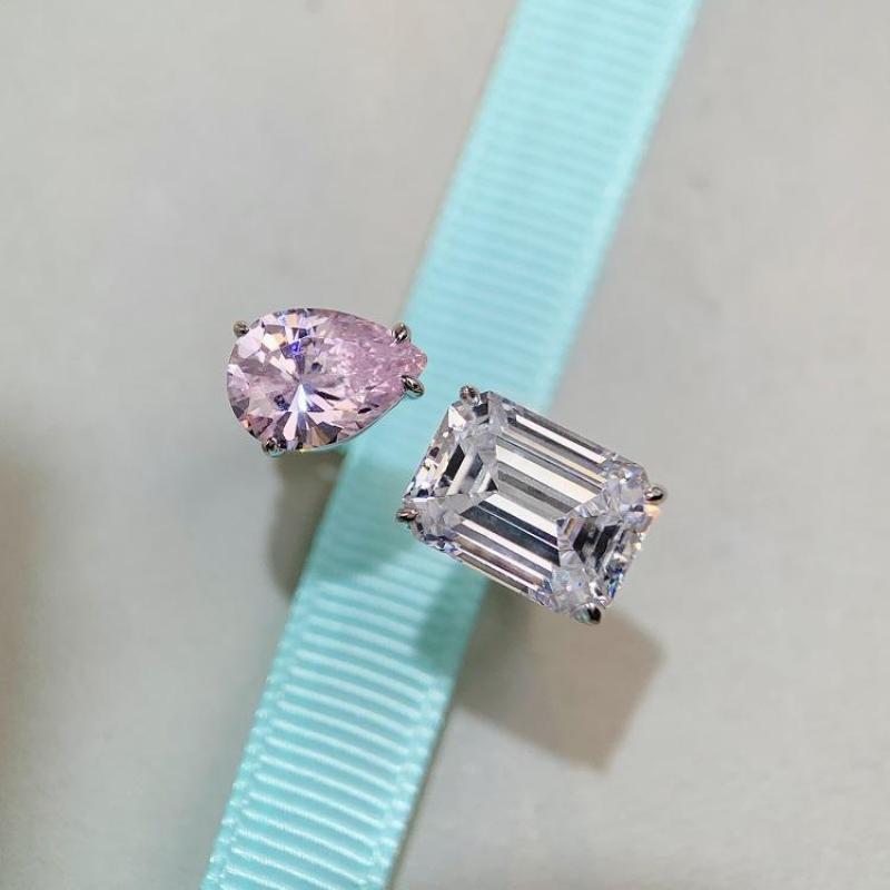 Tancise 8*11 Sterling Sølv Live Ring S925 Rosa diamant for kvinner INS Wind Open Justerbar Ring