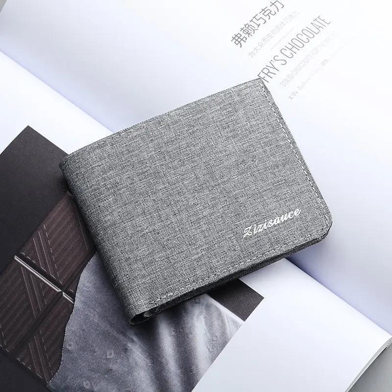 Canvas Men Wallet Card Holder Wallet Male Money Bag ID/Photo/Bank Holder Short Purse Credit Card Case Bag Black/Blue/Gray