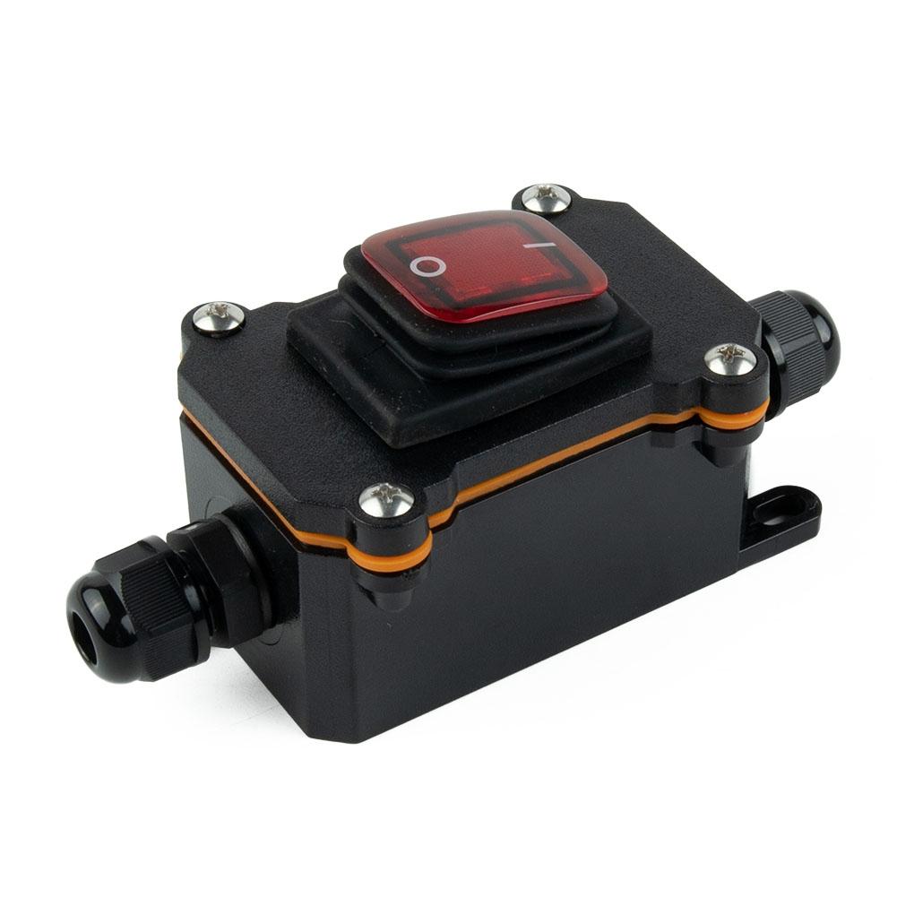 220V Waterproof Switch 24V 4 Feet 2 Gears IP65 Red With Light