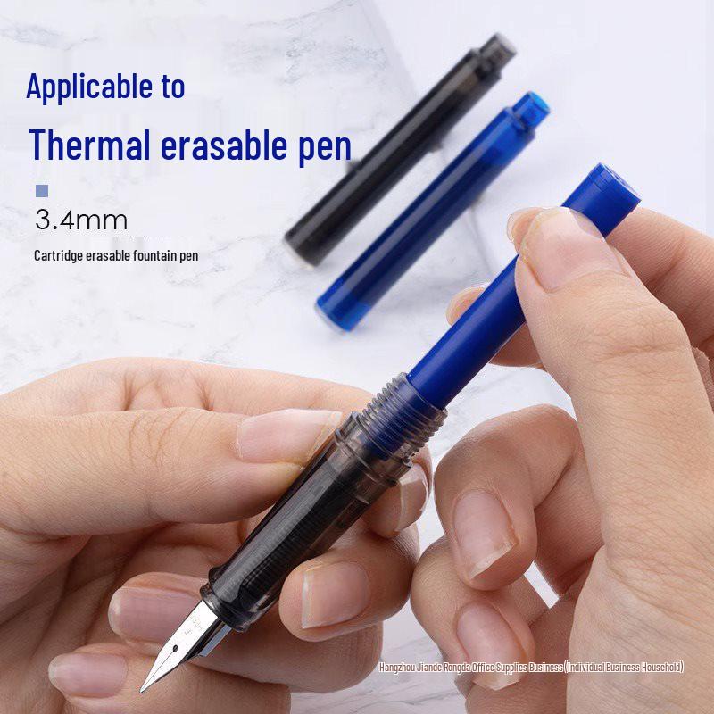 Erasable Thermal Fountain Pen Ink Cartridges, 100-Pack, Replaceable Heat-Sensitive Pure Blue Ink for Elementary Grades 3-4, Mo Yi