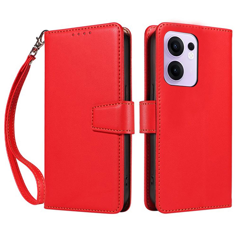 For Oppo Reno13 F 5G (Reno 13 FS 5G)/4G Case RFID Blocking Leather Wallet Flip Phone Cover with Wrist Strap