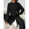 Women S Casual Knit Hoodie Sweatshirt And Pants Set