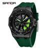 Fashion Sanda Top Brand Men's 360° Rotating Car Wheel Skeleton Dial Watch Luminous Quartz Sport Silicone Strap For Student Watch