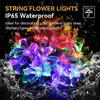 Silicone Flower LED String Lights – 60 LED, 12 Meter Multicolour Copper Wire Fairy Lights for Window, Wall, Garden, Diwali, Christmas