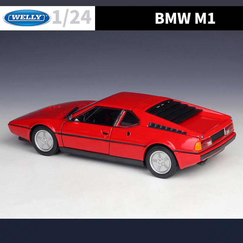 WELLY 1/24 BMW M1 Alloy Classic Sports Car Model Diecast Metal Racing Car Vehicle Model Simulation Collection Childrens Toy Gift