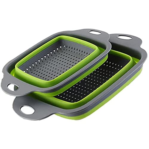Silicone Colander, Colander, Vegetable and Fruit Drainer, Square, Convenient for Outdoor Use! Includes Two Large and Small Sizes. Convenient and Profe