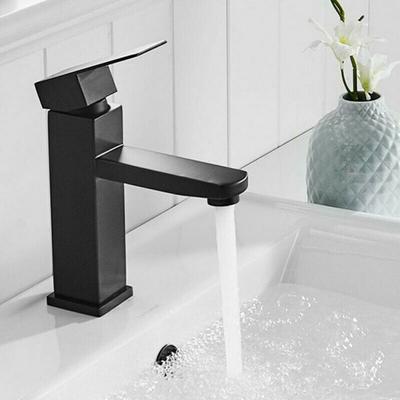 Robinet de salle de bain Peinture noire Lavabo Comptoir Cascade Carré Mono Robinet