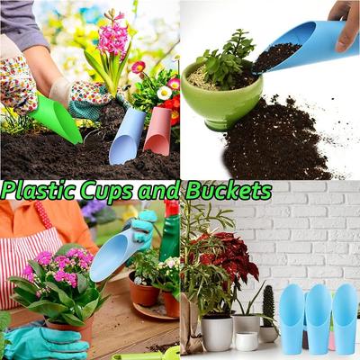 Garden Meat Tools Plastic Cups Buckets Mini Garden Tools Plant Potting Shovels Flower Pot Spoon Potting Tools