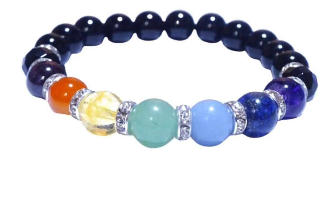Leaf Stone Seven Your Seven Chakras and Bring Good Lapis Onyx Stone Bracelet for Natural Size M [Evil-Averting Colors] [Open Fortune!] Garnet,