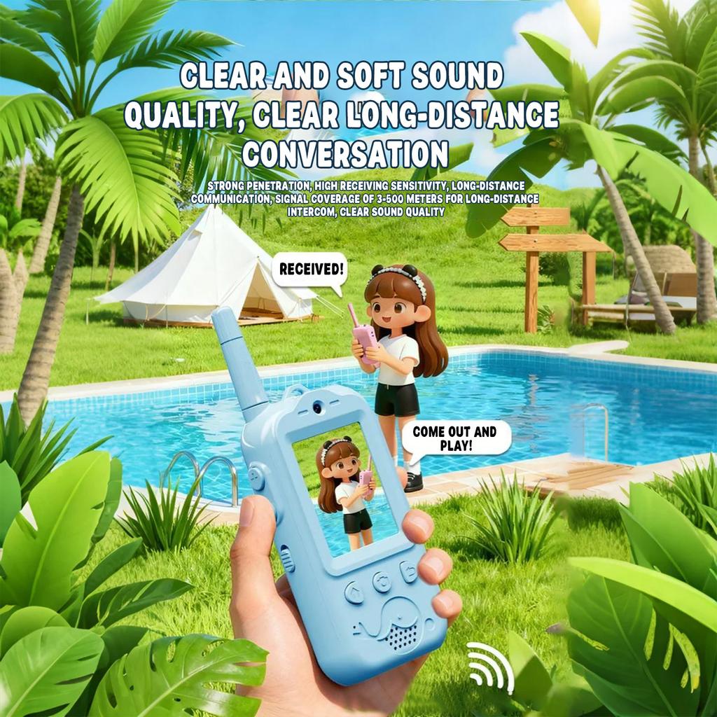 Video Walkie Talkies For Kids, 2 Pack Rechargeable Kids Video Walkie Talkies With Camera, Walkie Talkie For Indoor Outdoor Games, Camping