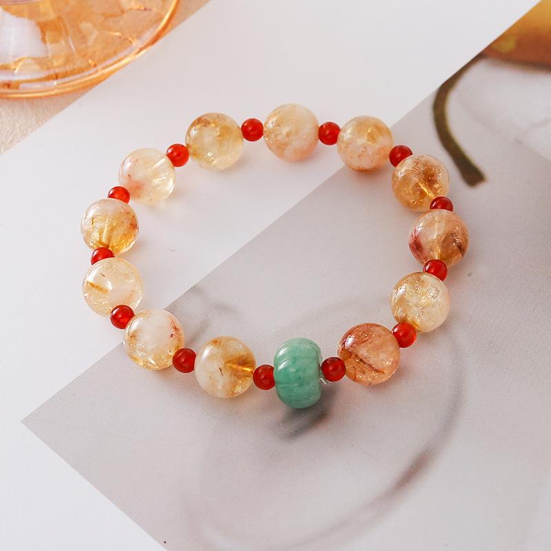 Natural Crystal Bracelet Agate Tiger Stone Strawberry Crystal Braceletfashion Women Daily Jewelry Gift