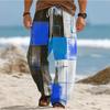 Pantaloni Casual Larghi da Uomo con Stampa Geometrica 3D, Vita Elasticizzata con Coulisse e Tasche, per Primavera Estate Casa All'aperto Vacanza
