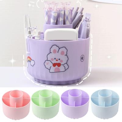 Yousheng Make-up-Pinselhalter, Kosmetik-Aufbewahrungsbox, 360 Grad drehbar, 5-Schlitz-Design, großes Fassungsvermögen, Federmäppchen, Schreibtisch-Organizer