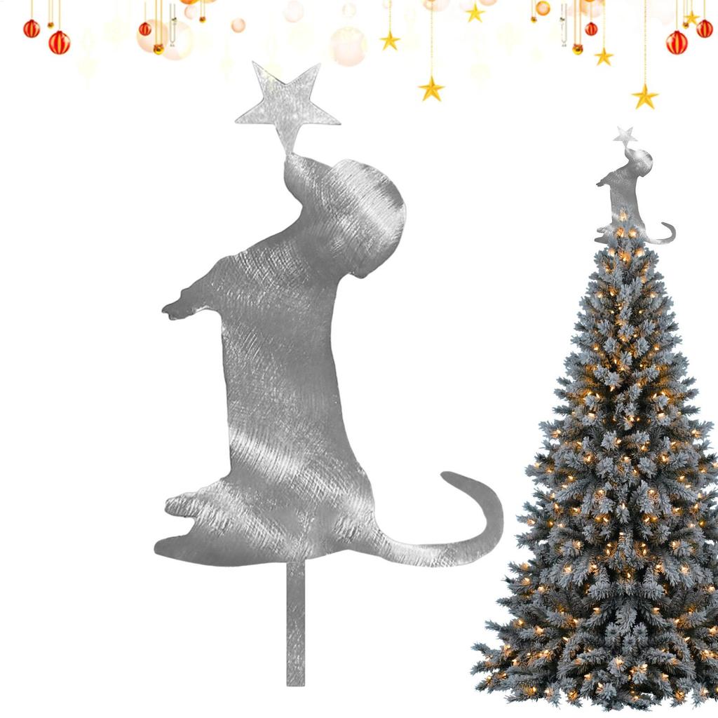 Metal Funny Dachshund Xmas Tree Topper 11.8 Inch Home Holiday Party Decorations Dachshund Topper Christmas Tree Ornaments