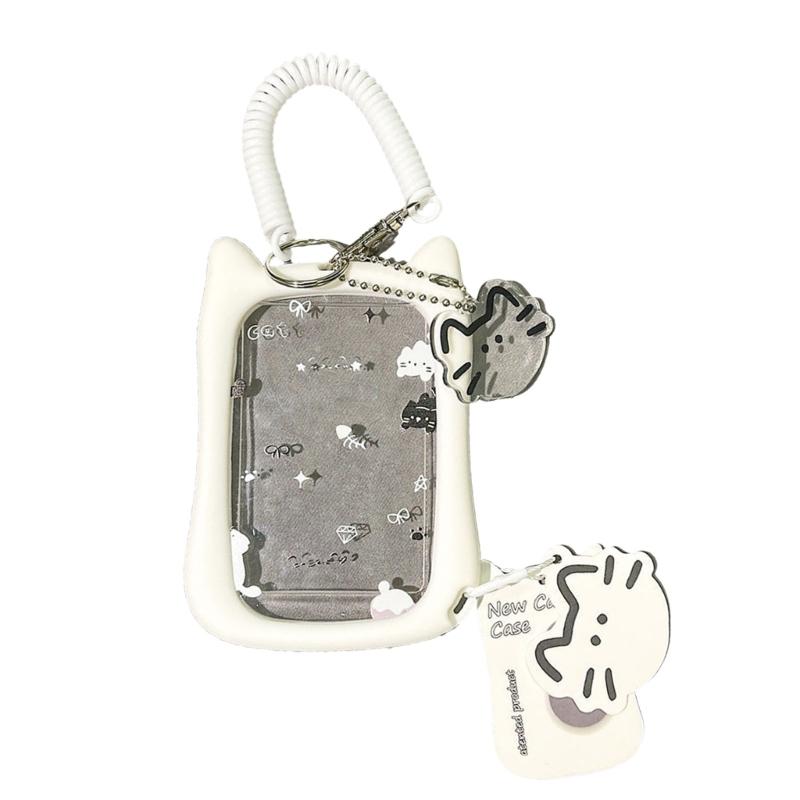 

Cute Transparent Cats Ear Campus Card Holder With Detachable Lanyard Card Sleeve For Students Bus Subway Accessories 1