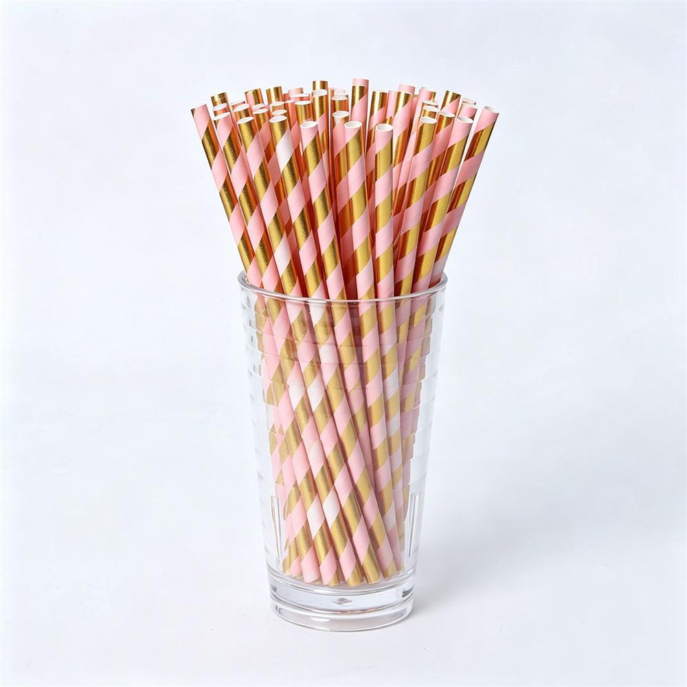 Biodegradable Colorful Striped Paper Straws - Eco-Friendly Disposable Kraft Straws