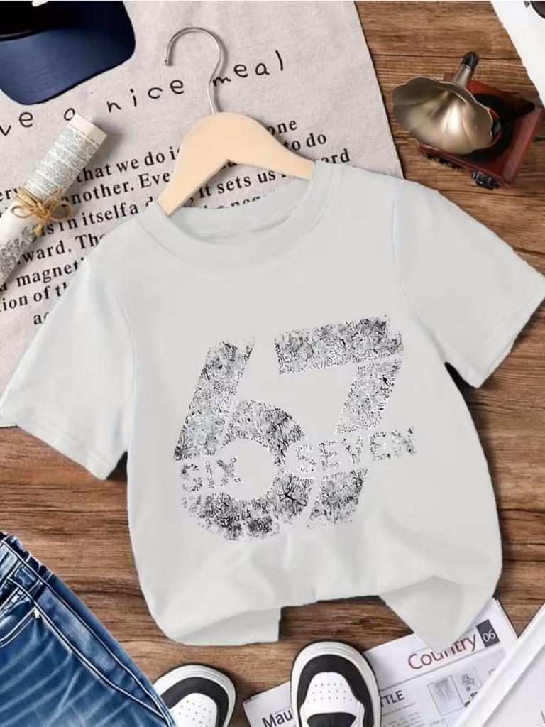 Sommer Meme T-Shirt für Kinder Lustiger Digitaldruck Kurzarm-T-Shirt Lockere Bequeme Oberteile Streetwear Mode Kinderkleidung