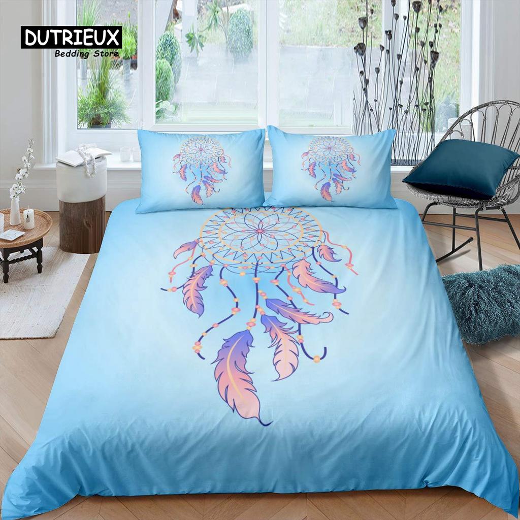 Dreamcatcher Duvet Cover Boho Dream Catcher Comforter Cover Microfiber Indian Native Tribal Elements Bedding Set King Queen Size