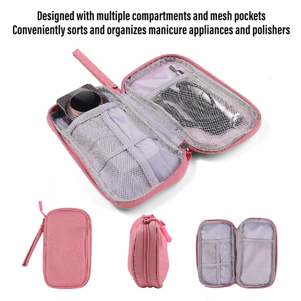 Nail Drill Kit Holder Bag Mesh Pockets Multi Layers Water Resistant Portable Nail Drill Organizer Bag for Grinding Machine
