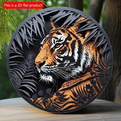 2d Flat 20*20cm, Round Wooden Sign, Lion Sign Decor Gifts Theme, for Hotel, Cafe, Home, Kitchen, Garden, Bedroom, Bar Wall Decor.