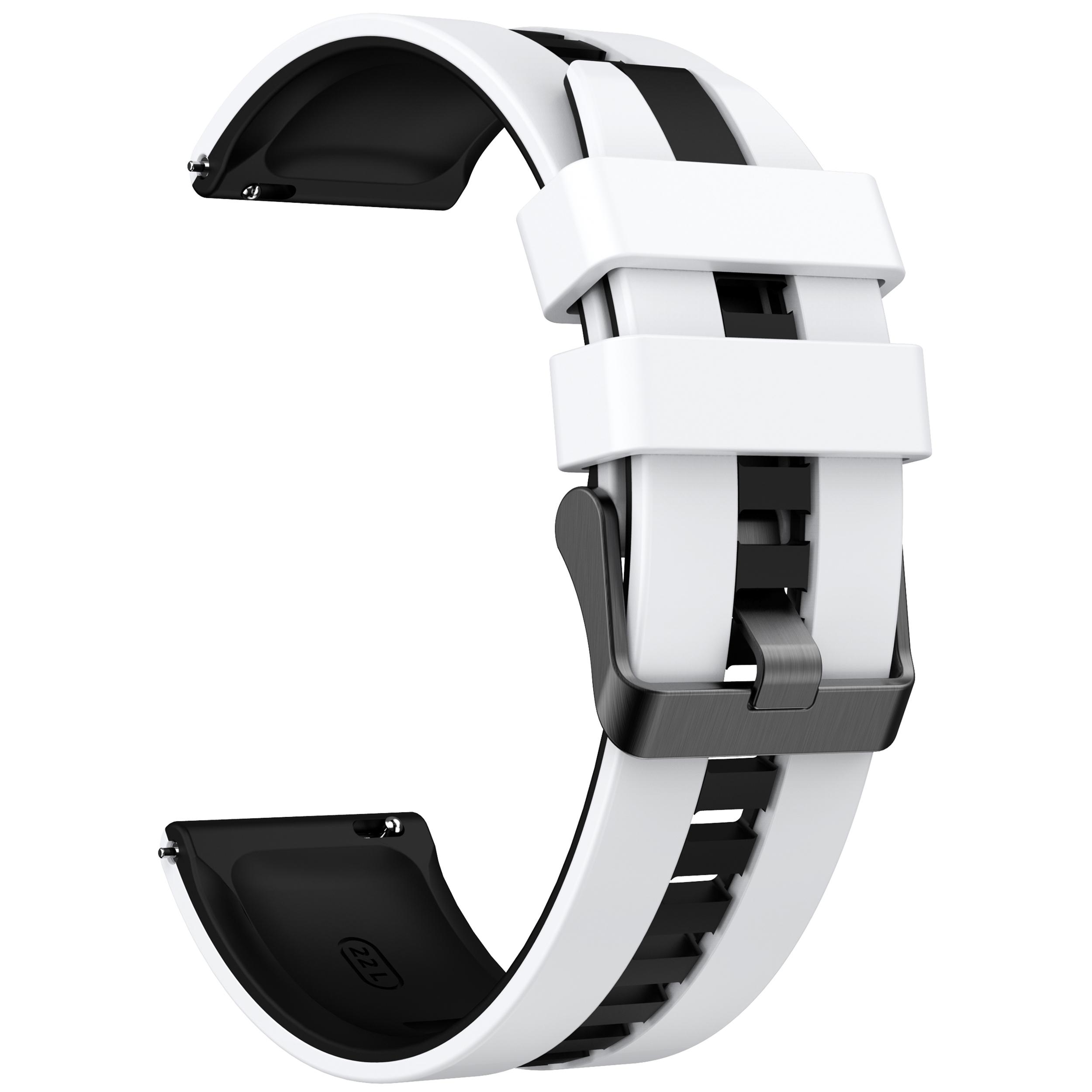 

For Huawei Watch GT 3 42mm/GT 3 Pro 43mm Universal 20mm Smartwatch Strap Silicone Wrist Band White+Black