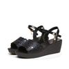 High-heeled wedge sandals summer new waterproof table soft sole one-word buckle non-slip medium muffin sandals