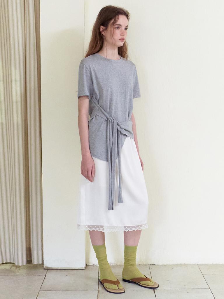 ETMON Tie Loose T-Shirt, Melange Gray