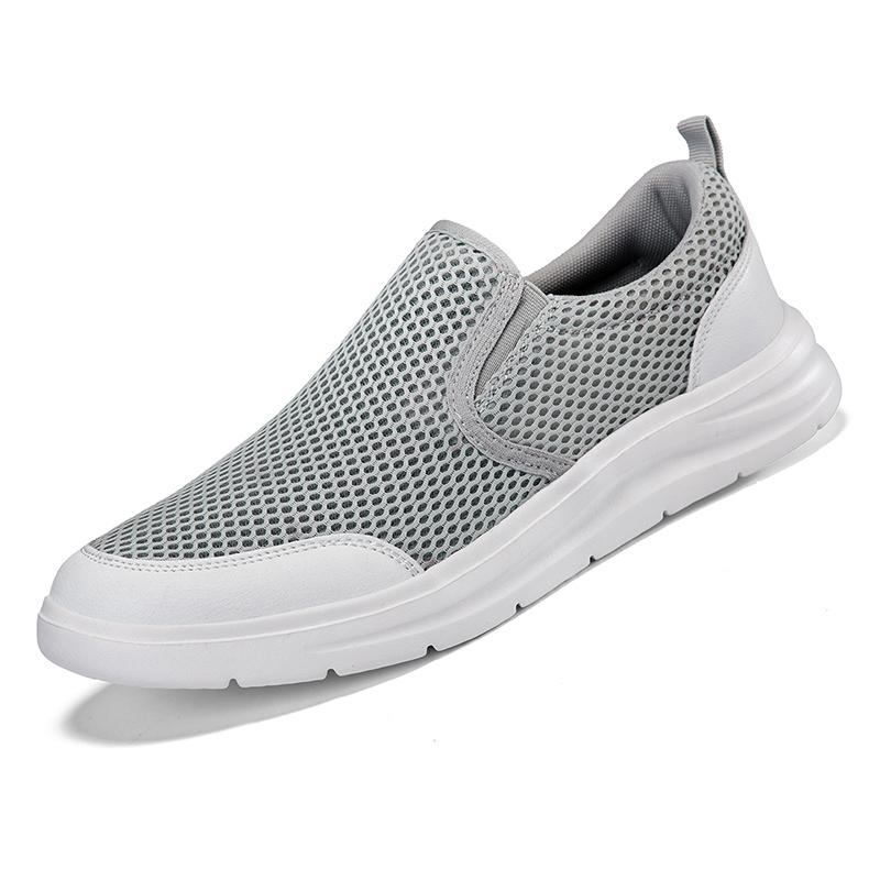 Summer Men's Comfortable Slip-On Sports Shoes Pure Color Breathable Mesh Lightweight Thick Casual Shoes Easy Wear Sneakers