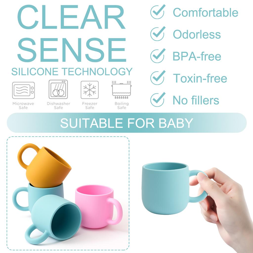 Color Kids 1PCS Silicone Baby Feeding Cup Single Handle Portable Water Bottle Pure Color BPA Free Baby Tableware Shower Gift