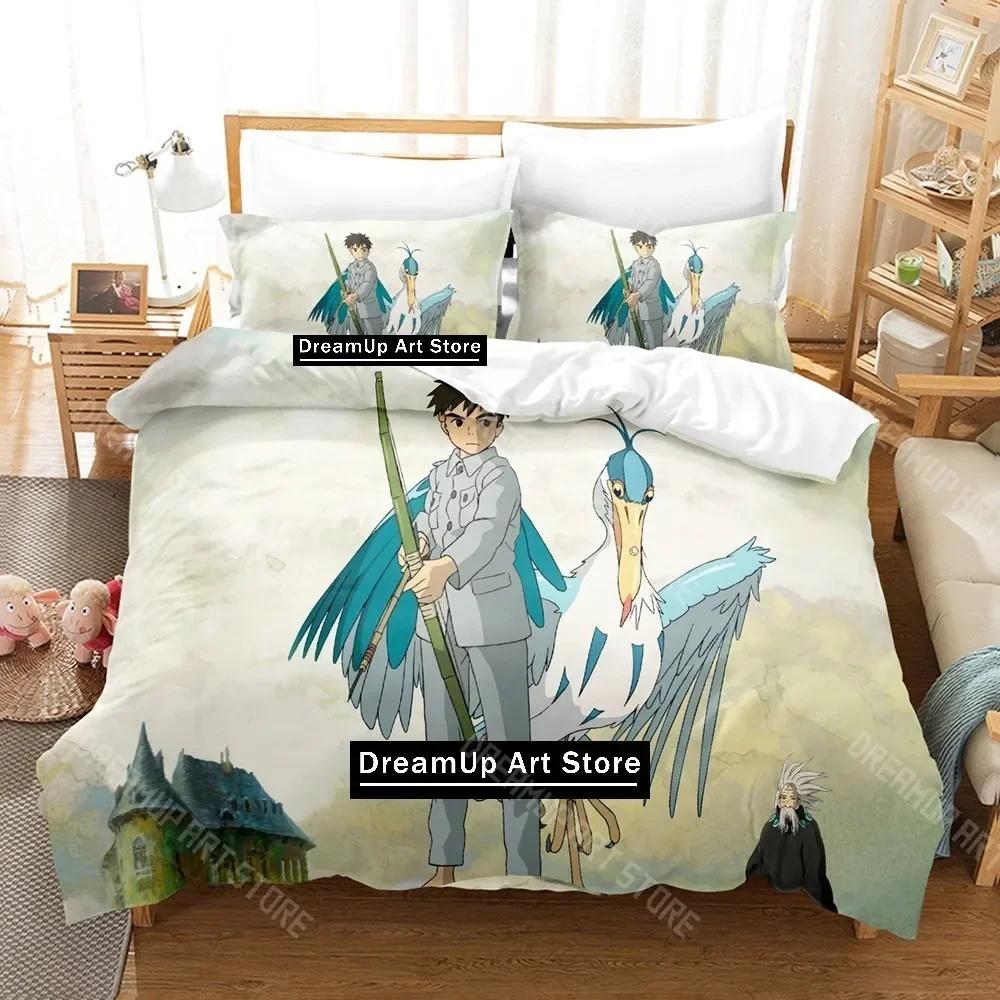 3D-tryck Pojken och hägern Sängkläder Set Enkelt Twin Fullt Queen King Size Sängset Vuxen Barn Sovrum Täcke Set Anime Säng