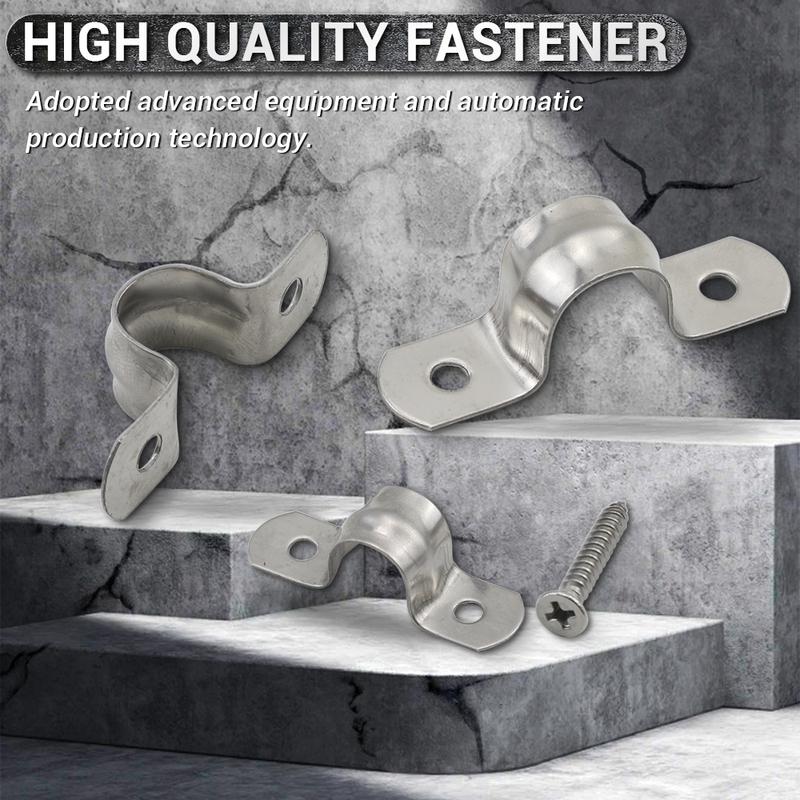JUIDINTO U Shaped Pipe Clamp Type 2-10pcs Stainless Steel with Two Holes for Water Pipe Plumbing Piping Saddle Clip