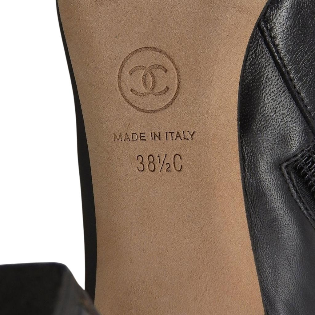 Geniales botines CHANEL de cuero negro para mujer 38.5 G31795 Usados