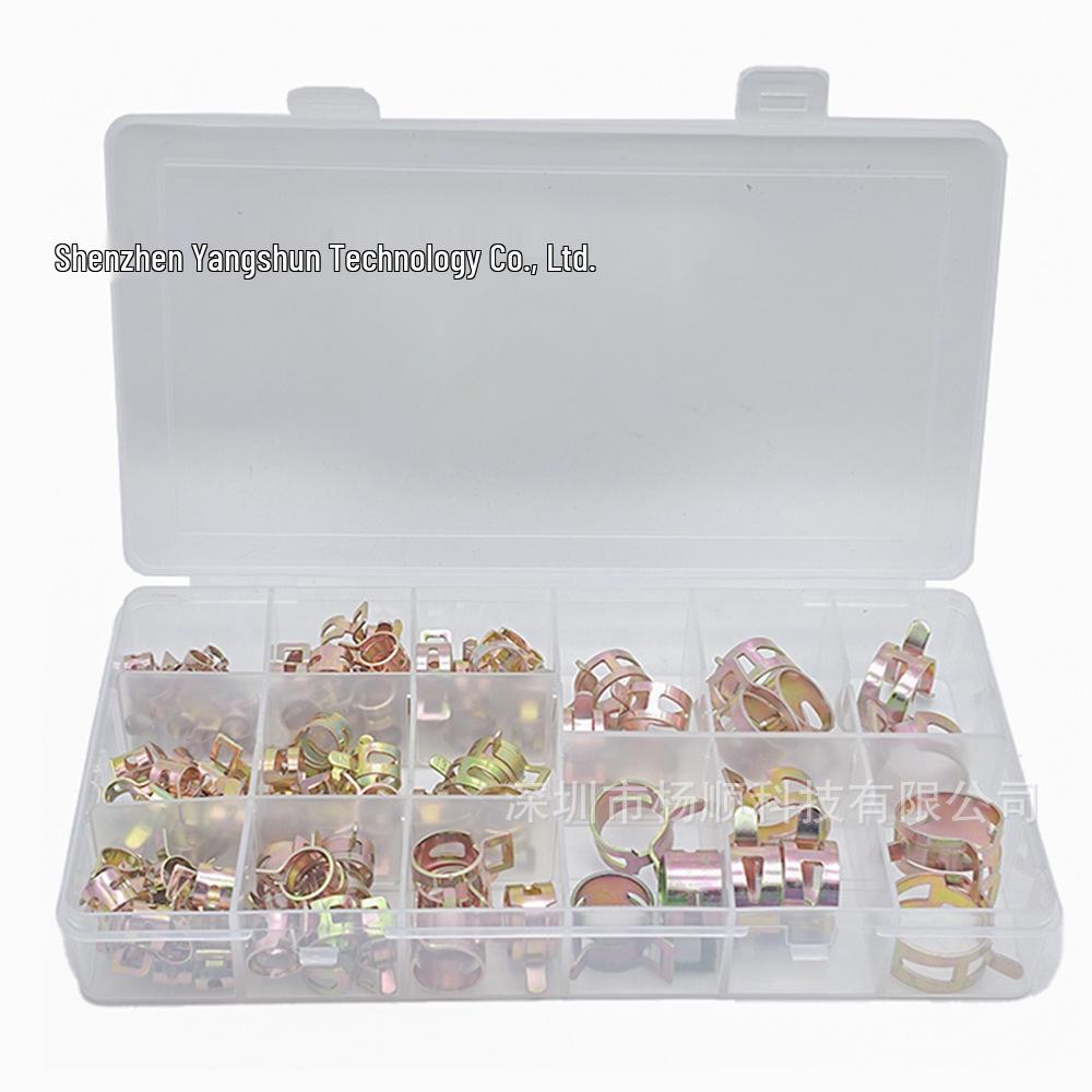 

115-Piece Color Zinc Plated Spring Hose Clamp Set (6-22mm) - Japanese Style Elastic Clamps