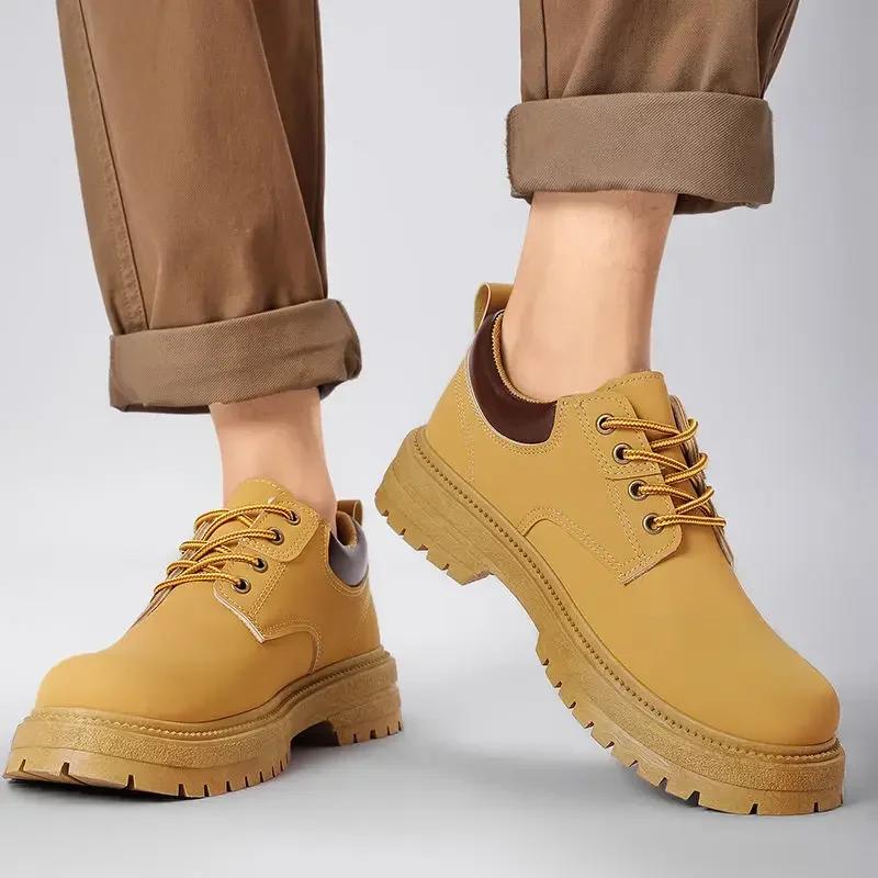Men's Leather Brogue Shoes Round Toe Lace Up High Quality Fashion Footwear Offer Male Casual Shoe Common Free Delivery Shipping