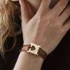 MOI Studio Gold Bread Clip Watch Leather Bracelet