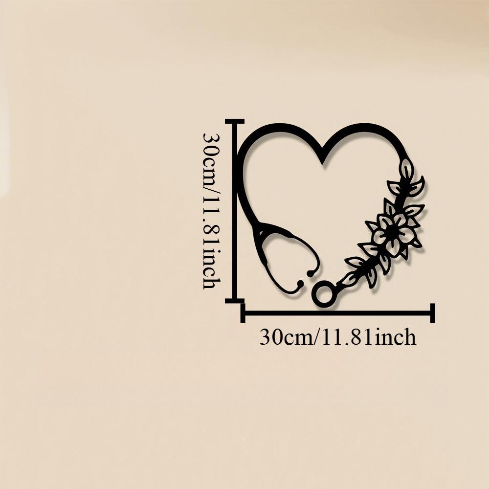 

Vintage Iron ECG Line Wall Art, Black Metal Floral Sign for Home Library Living Room Christmas Halloween Easter Mother Father Day Gift 12in