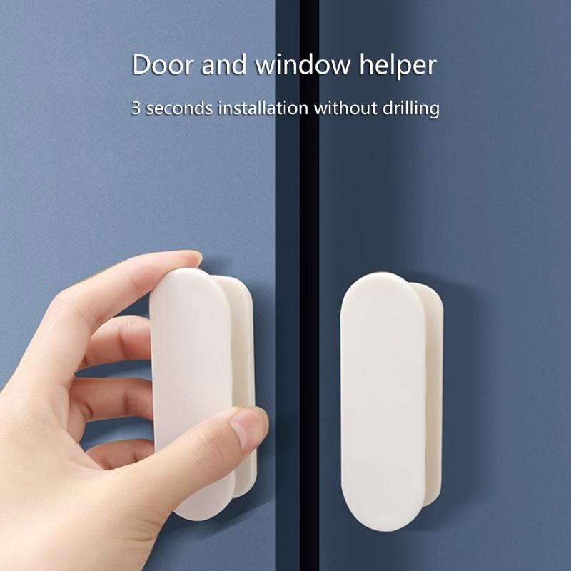 2Pcs Window Cabinet Drawer Handles Self Adhesive Door Wardrobe Handle Organizers Pastes Open Sliding Door Knob Auxliary