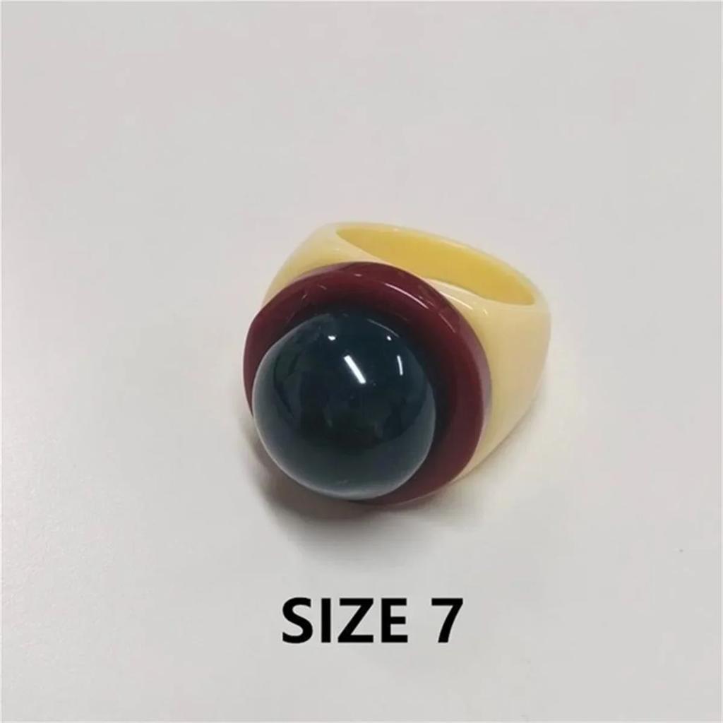 Colorful Y2k Hip Hop Two-color Acrylic Rings Set Women Exaggeration Classic Geometric Resin Finger Rings Female Party Jewelry