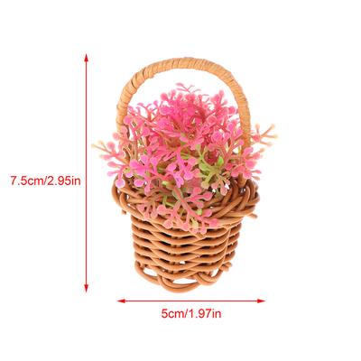 1Set 1:12 Dollhouse Miniature Woven Flower Basket Hand Basket Furniture Accessories Decor
